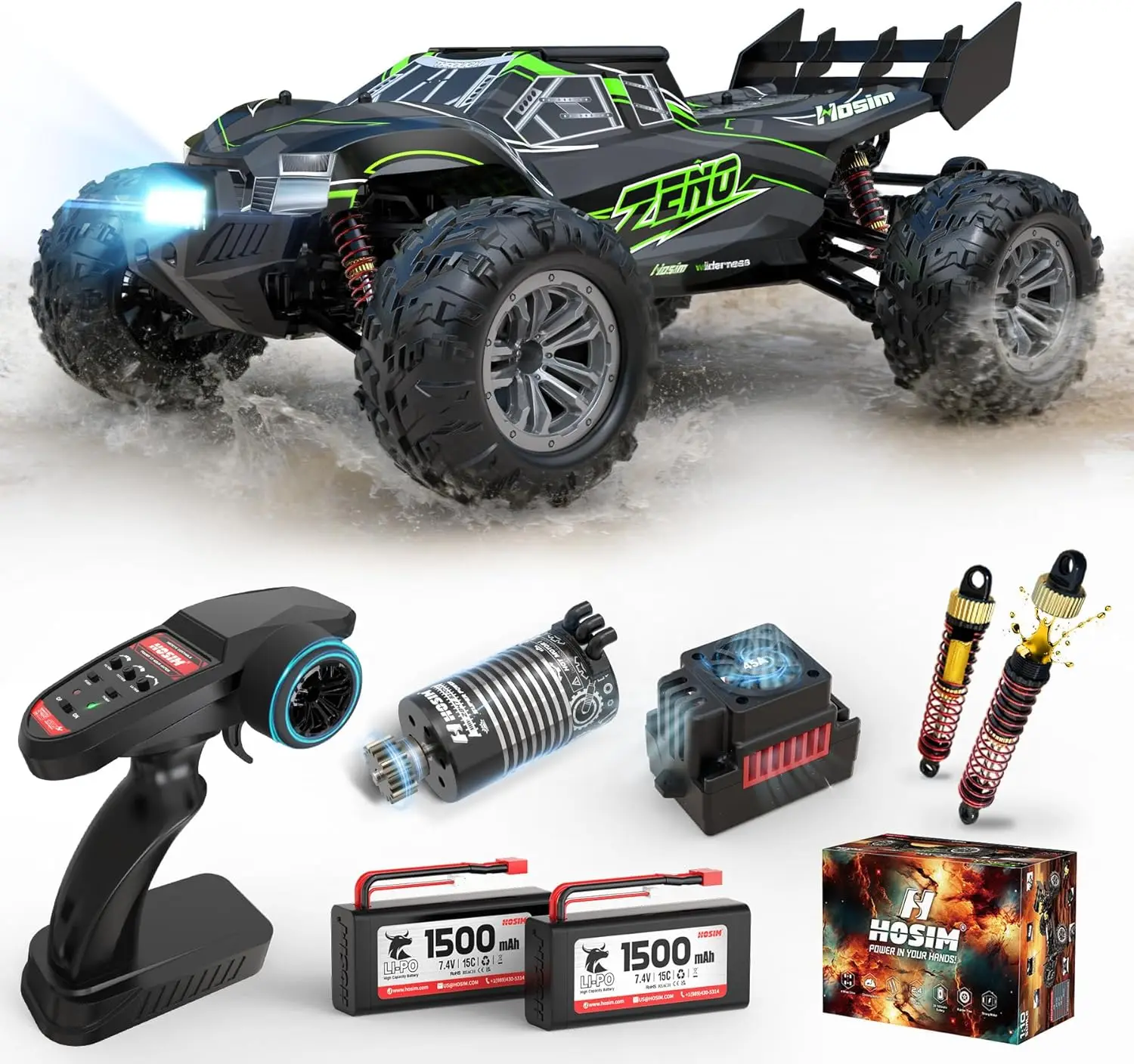 Hosim 1/10 Brushless RC Cars for Adults, 60+ KPH Fast Remote Control Car, 4x4 Off Road All-Terrain Big RC Truck, Waterproof RC M
Hosim 1/10 Brushless RC Cars for Adults, 60+ KPH Fast Remote Control Car, 4x4 Off Road All-Terrain Big RC Truck, Waterproof RC M