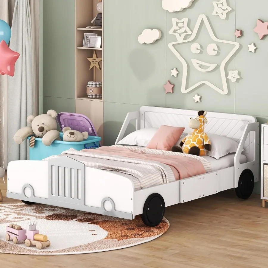 Full Size Car-Shaped Platform Bed with Wheels and Solid Wood Frame Featuring Strong Slatted Support for Teens Boys Girls Fun Pl
Full Size Car-Shaped Platform Bed with Wheels and Solid Wood Frame Featuring Strong Slatted Support for Teens Boys Girls Fun Pl