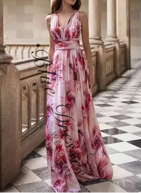 customized Long Floral Chiffon Evening Dresses A-Line Pleated V-Neck WatteauParty Dress for Women
customized Long Floral Chiffon Evening Dresses A-Line Pleated V-Neck WatteauParty Dress for Women