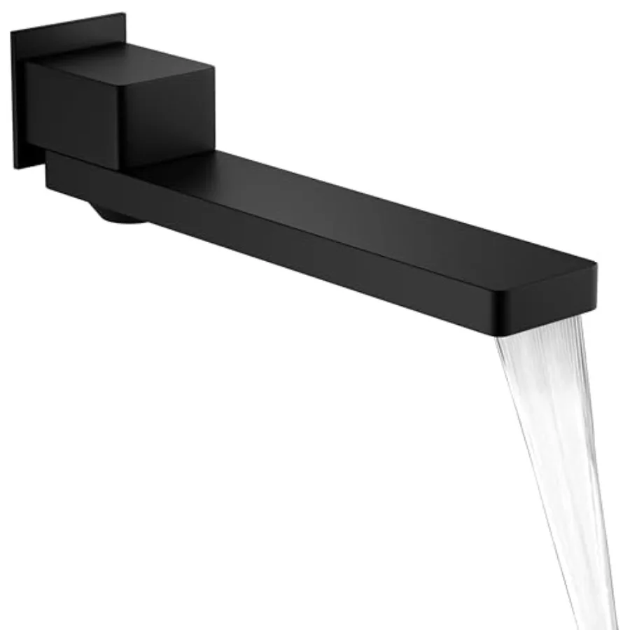 Bathtub faucet spout for wall mount, matte black finish, non-diverter waterfall design with 180 swivel, high-flow filler, ON/OF
Bathtub faucet spout for wall mount, matte black finish, non-diverter waterfall design with 180 swivel, high-flow filler, ON/OF