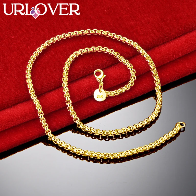 URLOVER 24K Gold Necklace For Woman Men 4mm Box Chain Necklaces Lady Fashion Party Wedding Engagement Jewelry Cute Birthday Gift
URLOVER 24K Gold Necklace For Woman Men 4mm Box Chain Necklaces Lady Fashion Party Wedding Engagement Jewelry Cute Birthday Gift
