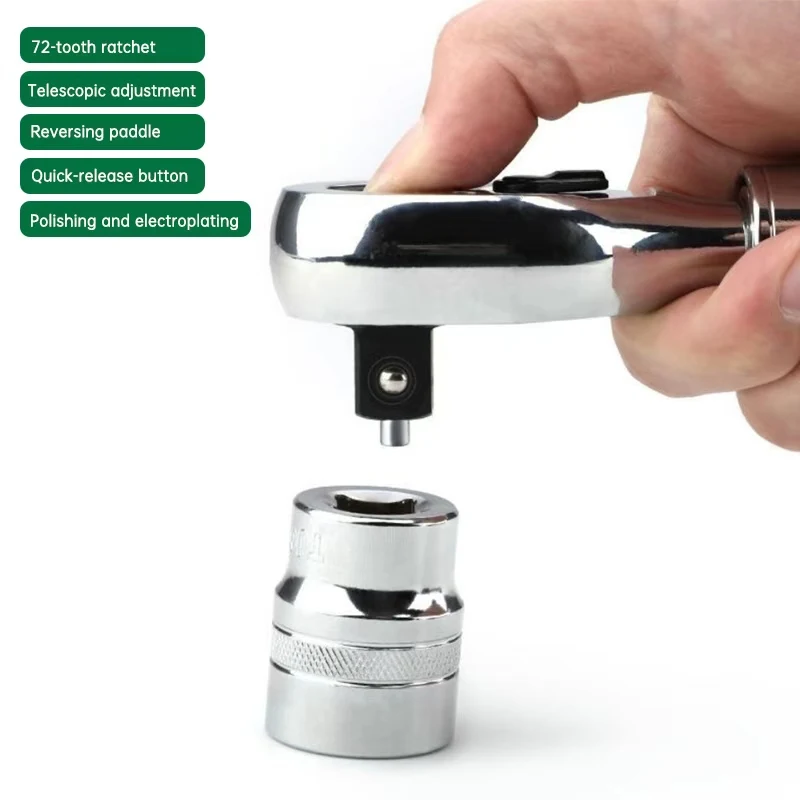 LUSQI 72 Tooth Ratchet Wrench Set Polished Chrome Quick-Release With Telescoping Handle 1/2 & 1/4" & 3/8" Drive For Auto Repair
LUSQI 72 Tooth Ratchet Wrench Set Polished Chrome Quick-Release With Telescoping Handle 1/2 & 1/4" & 3/8" Drive For Auto Repair