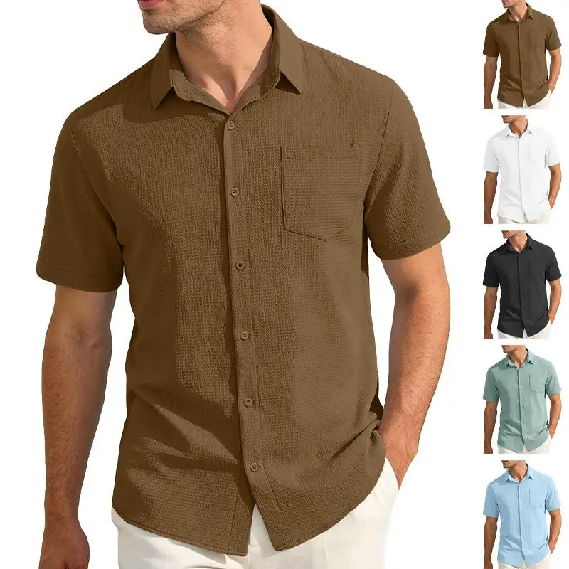 Summer New Style Pure Color Collar Pocket Short Sleeve Versatile Casual Shirt Lightweight Mature T-Shirt for Men
Summer New Style Pure Color Collar Pocket Short Sleeve Versatile Casual Shirt Lightweight Mature T-Shirt for Men