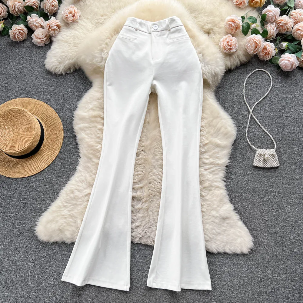 Women Solid High Waist Flare Pants Wide Leg Korean Fashion Elegant Casual Vintage Autumn Streetwear Clothing
Women Solid High Waist Flare Pants Wide Leg Korean Fashion Elegant Casual Vintage Autumn Streetwear Clothing