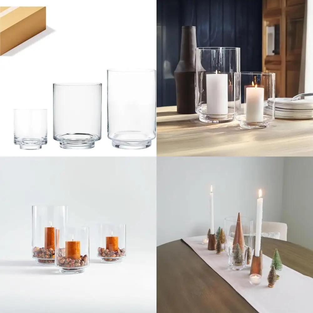 Set of 3 Clear Glass Pedestal Candle Holders - Decorative Hurricane Vases for Pillar Candles, Elevated Cylinder Design
Set of 3 Clear Glass Pedestal Candle Holders - Decorative Hurricane Vases for Pillar Candles, Elevated Cylinder Design