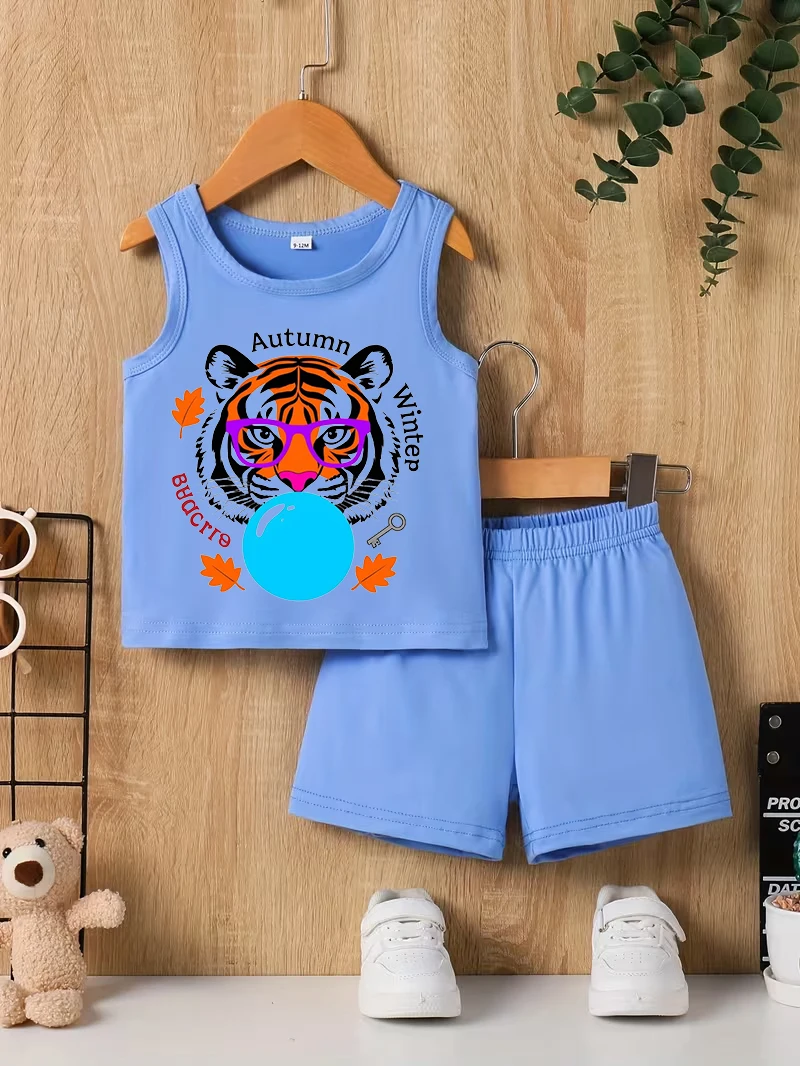 Summer Toddler Boy Cute Glasses Tiger Print Tank Top & Shorts Two-Piece Set - Baby Casual Breathable Sleeveless Outfit
Summer Toddler Boy Cute Glasses Tiger Print Tank Top & Shorts Two-Piece Set - Baby Casual Breathable Sleeveless Outfit