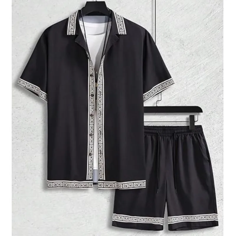 Men's Two-Piece Geometric Printed Button Down Shirt And Shorts Hawaiian Style Suit
Men's Two-Piece Geometric Printed Button Down Shirt And Shorts Hawaiian Style Suit