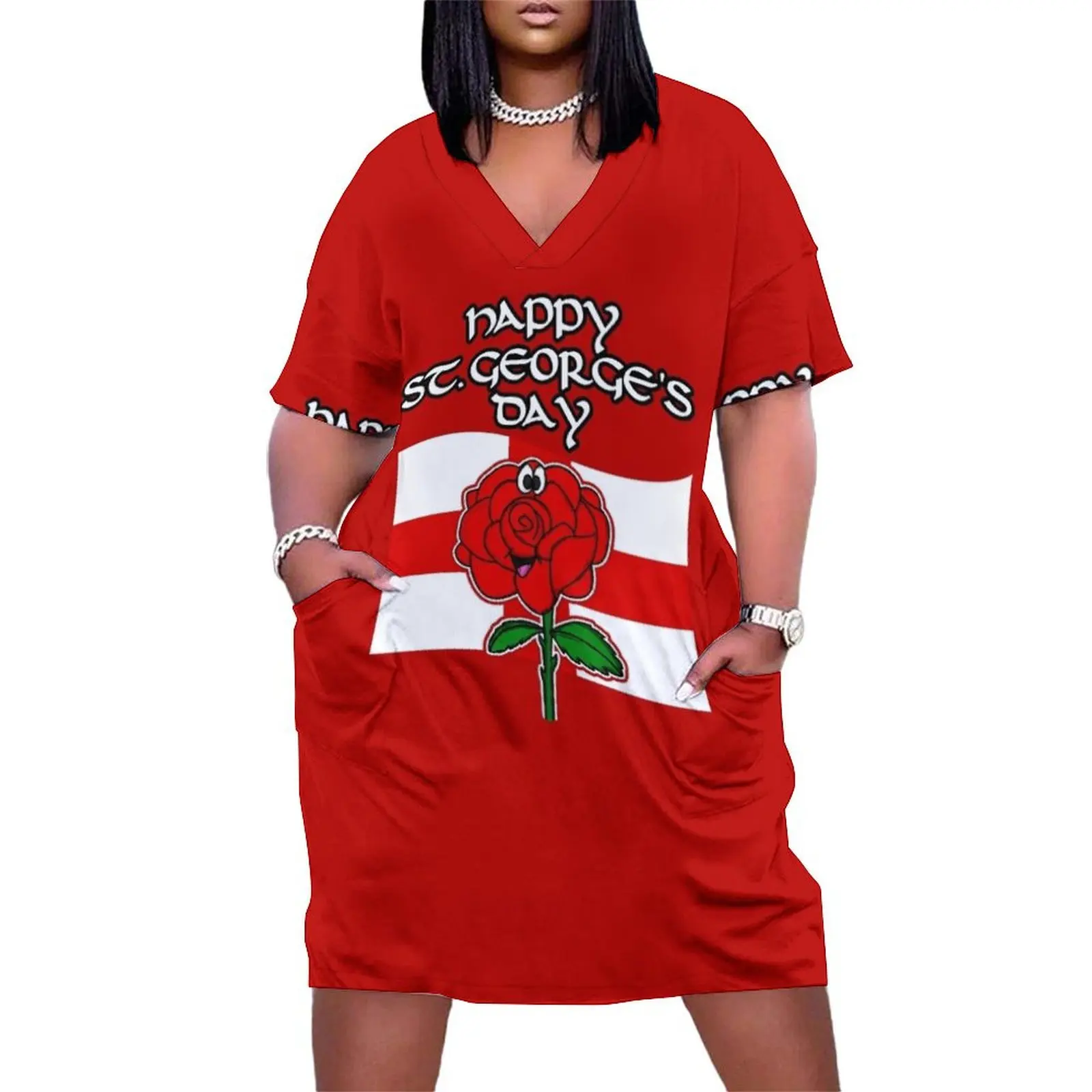 Happy St. George's Day Rose England English Flag Loose Pocket Dress Women's summer long dress Bride dresses
Happy St. George's Day Rose England English Flag Loose Pocket Dress Women's summer long dress Bride dresses