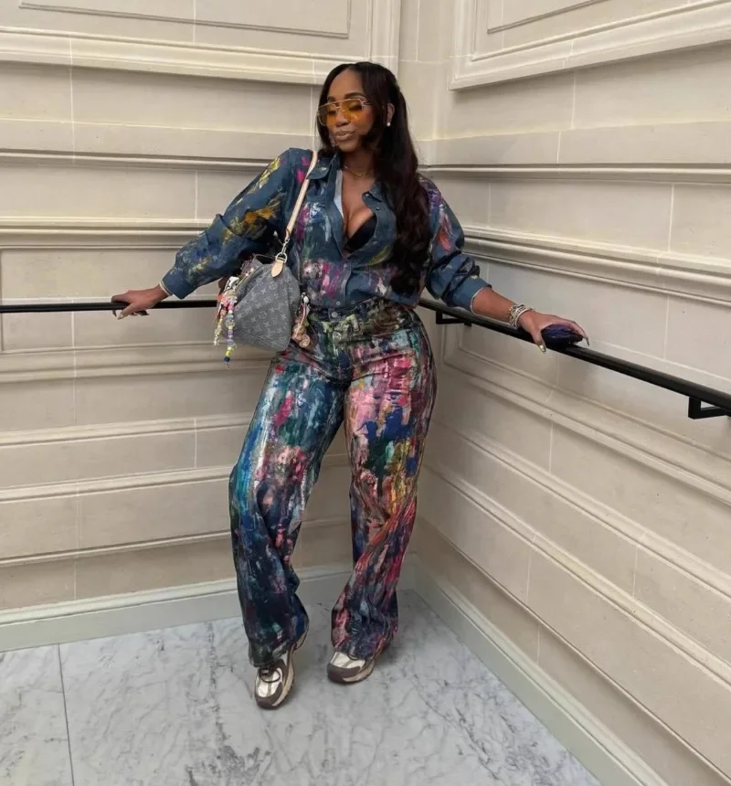 Women Fashion Casual Shirts Graffiti Colorful Painting Turn Down Collar Long Sleeve Single Breasted Shirt Y2K Streetwear Tops
Women Fashion Casual Shirts Graffiti Colorful Painting Turn Down Collar Long Sleeve Single Breasted Shirt Y2K Streetwear Tops