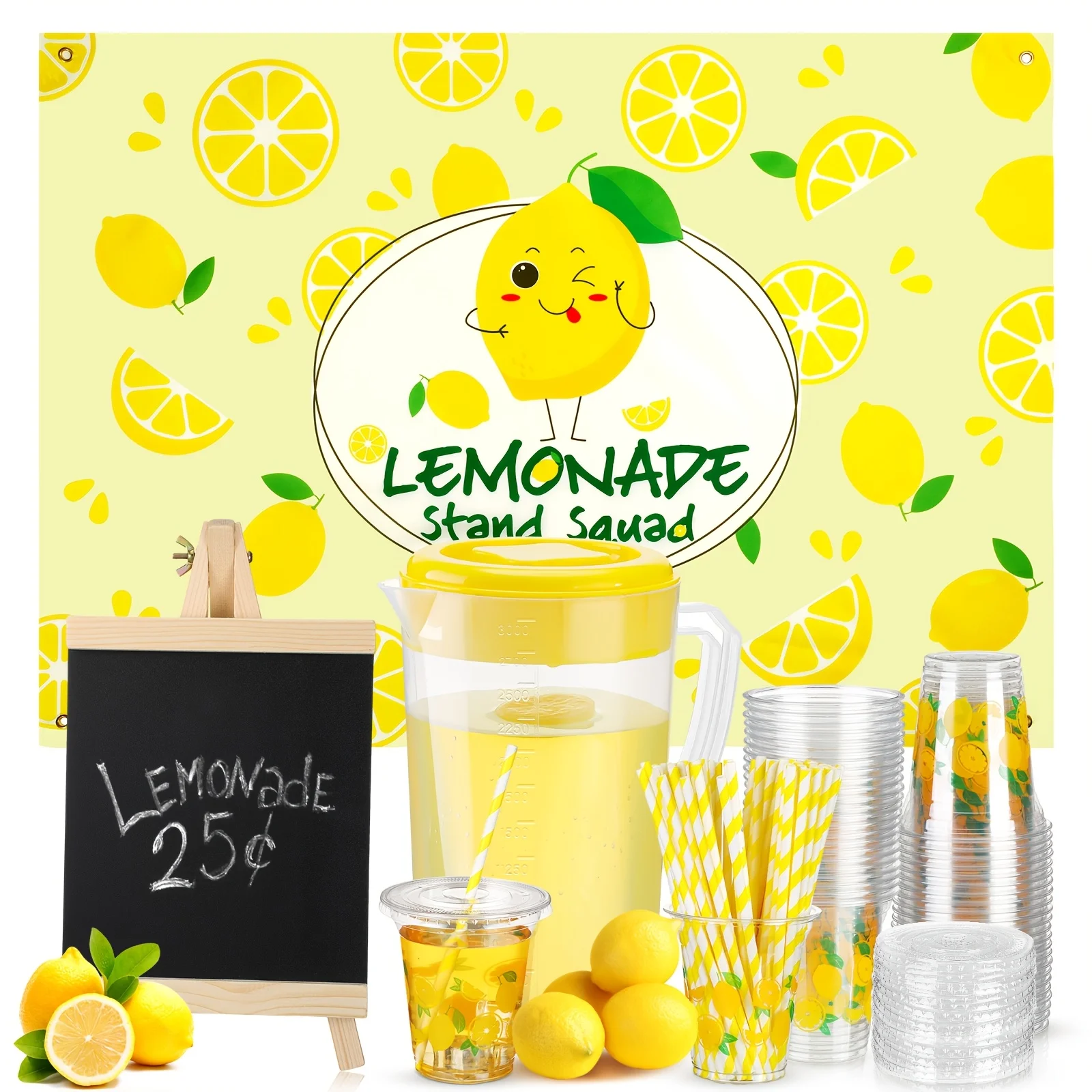 Lemonade Stand Supplies Include 100 Pcs Lemonade Cups with Lids and Paper Straws, (Cute)
Lemonade Stand Supplies Include 100 Pcs Lemonade Cups with Lids and Paper Straws, (Cute)