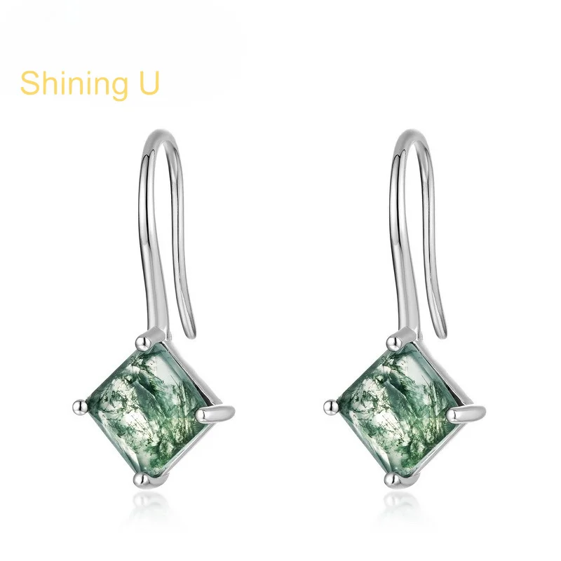 Shining U 925 Sterling Silver 7*7mm Square Green Stone Dangle Earrings for Women Fine Jewelry Summer
Shining U 925 Sterling Silver 7*7mm Square Green Stone Dangle Earrings for Women Fine Jewelry Summer