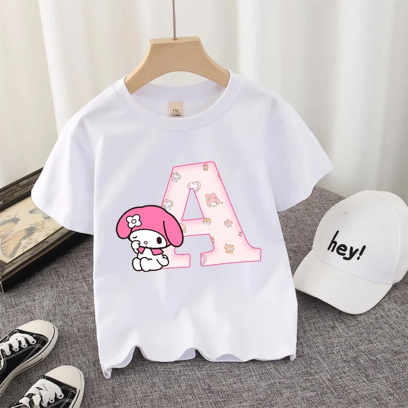 Cute Melody Girl T-shirt Cotton Letter A-Z Anime Print Tee Shirt Kids Streetwear Casual Fashion Clothes Girly Sanrio Kawaii Gift
Cute Melody Girl T-shirt Cotton Letter A-Z Anime Print Tee Shirt Kids Streetwear Casual Fashion Clothes Girly Sanrio Kawaii Gift