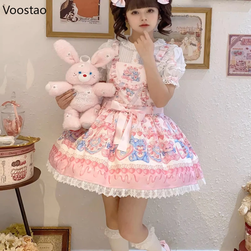 Japanese Kawaii Lolita Jsk Dress Women Sweet Cartoon Bear Print Bow Tea Party Mini Dresses Girls Cute Y2k Sleeveless Strap Dress
Japanese Kawaii Lolita Jsk Dress Women Sweet Cartoon Bear Print Bow Tea Party Mini Dresses Girls Cute Y2k Sleeveless Strap Dress