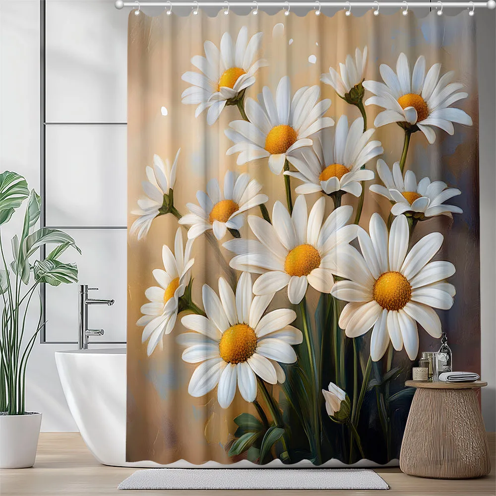 "1pc Daisy Print Shower Curtain - Polyester, Waterproof, Hooks, Light Brown & White Daisies with Yellow Centers Multiple sizes
"1pc Daisy Print Shower Curtain - Polyester, Waterproof, Hooks, Light Brown & White Daisies with Yellow Centers Multiple sizes