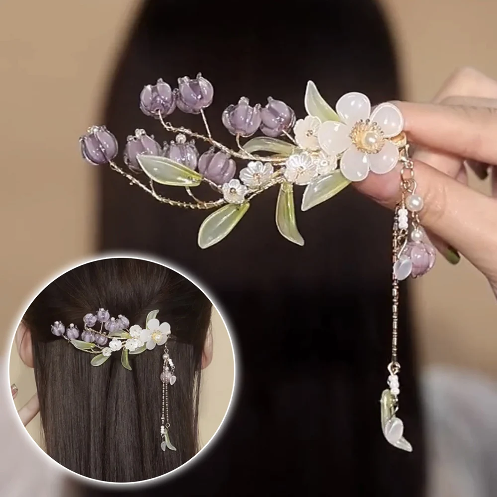 Vintage Floral Hair Clips with Non-fading Elegant Tassel purple flower hair claw Metal Jewelry for women hair accessories
Vintage Floral Hair Clips with Non-fading Elegant Tassel purple flower hair claw Metal Jewelry for women hair accessories