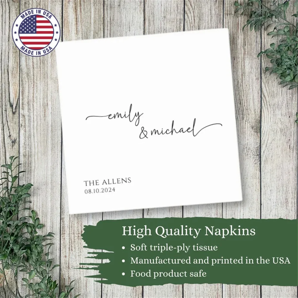 50pcs Personalized Napkins for Wedding, Custom Wedding Napkins, Wedding Cocktail Napkins, Rehearsal Dinner Napkins, Minimalist
50pcs Personalized Napkins for Wedding, Custom Wedding Napkins, Wedding Cocktail Napkins, Rehearsal Dinner Napkins, Minimalist