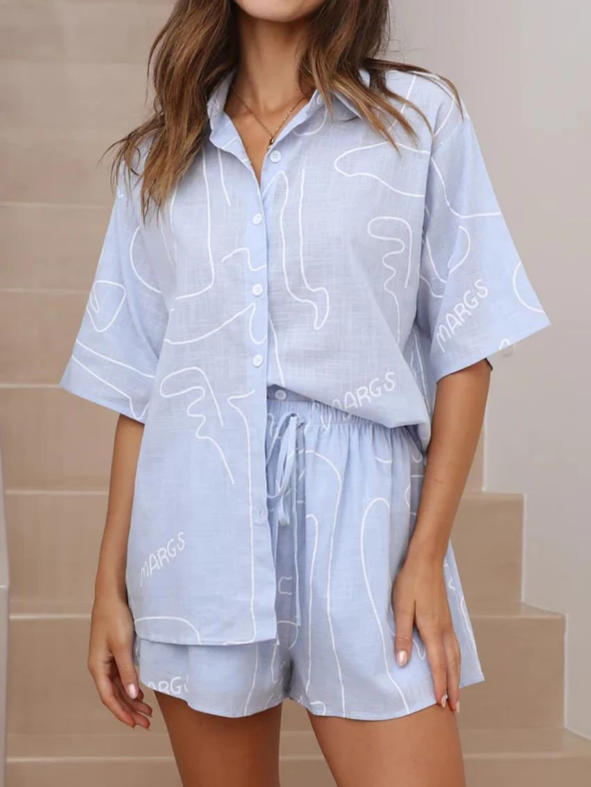 Sumuyoo Casual Cotton Shorts Sets Abstract Painting 2 Pieces Cozy Lapel Short Sleeve Shirt Summer Outfit Shorts Suits
Sumuyoo Casual Cotton Shorts Sets Abstract Painting 2 Pieces Cozy Lapel Short Sleeve Shirt Summer Outfit Shorts Suits