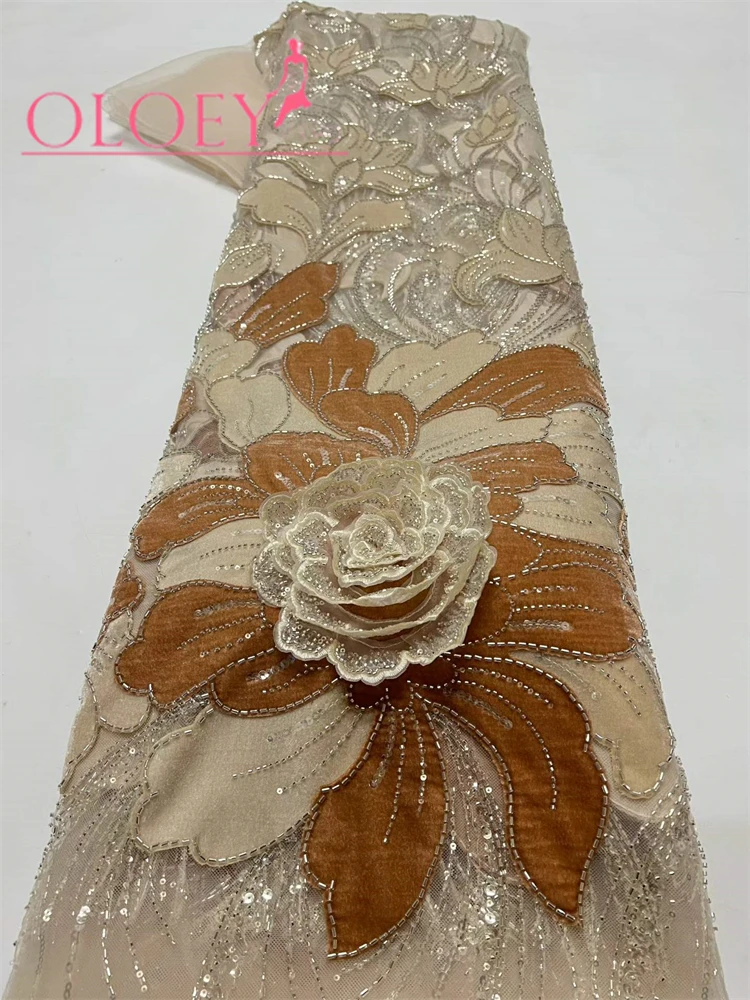 OLOEY African Beaded Lace Fabric 2026 High-Quality Velvet Mesh Embroidered with French Sequins for Women's Evening Party Dresses
OLOEY African Beaded Lace Fabric 2026 High-Quality Velvet Mesh Embroidered with French Sequins for Women's Evening Party Dresses