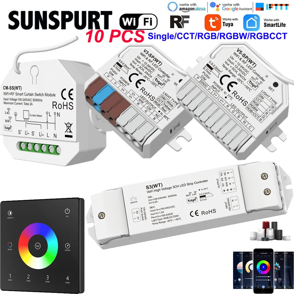 5 WIFI TUYA RGBCCT LED Strip Smart Controller WT5 5CH DC12V 24V Dimmer RF 2.4G 4 Zone Wall Mounted Touch Panel Remote Controller
5 WIFI TUYA RGBCCT LED Strip Smart Controller WT5 5CH DC12V 24V Dimmer RF 2.4G 4 Zone Wall Mounted Touch Panel Remote Controller