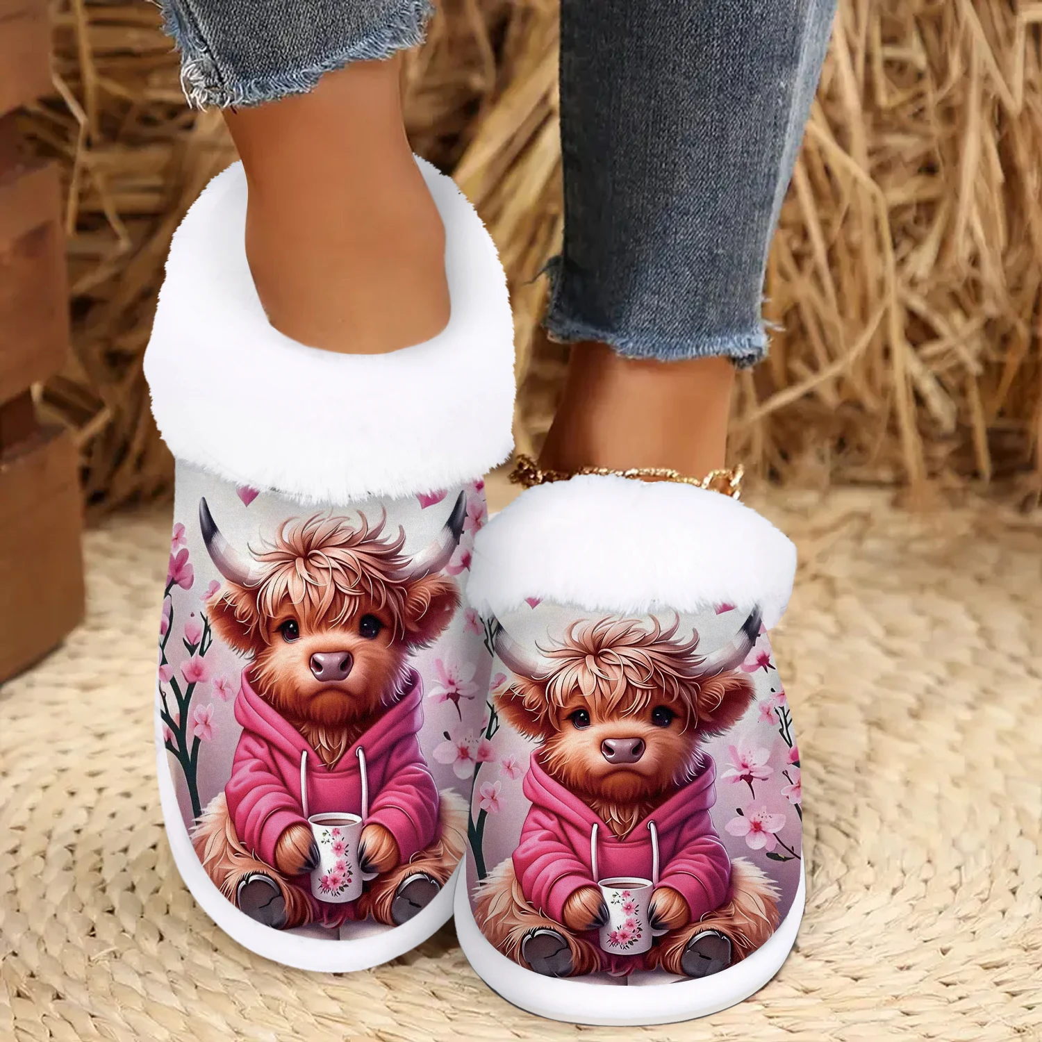 Подарок Cosictic Cow Lover — зимние теплые нечеткие домашние/наружные тапочки с нескользящей резиновой подошвой, милой коровьей и цветочным цифровым принтом
Подарок Cosictic Cow Lover — зимние теплые нечеткие домашние/наружные тапочки с нескользящей резиновой подошвой, милой коровьей и цветочным цифровым принтом