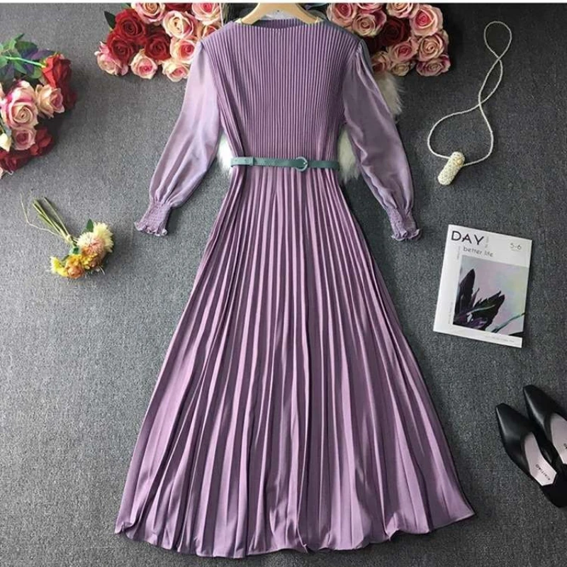 Elegant Vintage Belt Chiffon Summer Dress Spring French Crimp Waist Long Sleeve Slim Fit Long Solid Pleated Dress for Women 2023
Elegant Vintage Belt Chiffon Summer Dress Spring French Crimp Waist Long Sleeve Slim Fit Long Solid Pleated Dress for Women 2023