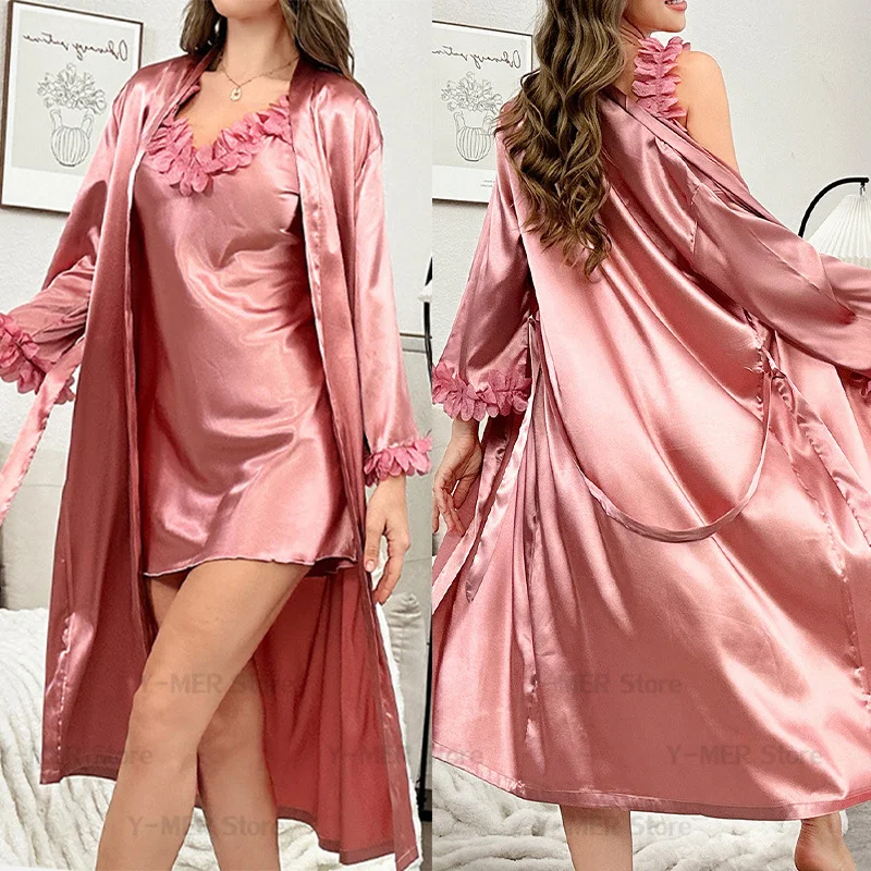 Sexy Lace Long Kimono Long Sleeve Belted Robe Nightdress V Neck Slip Dress Sexy Elegant Women Pajamas Sets Lingerie Homewear
Sexy Lace Long Kimono Long Sleeve Belted Robe Nightdress V Neck Slip Dress Sexy Elegant Women Pajamas Sets Lingerie Homewear