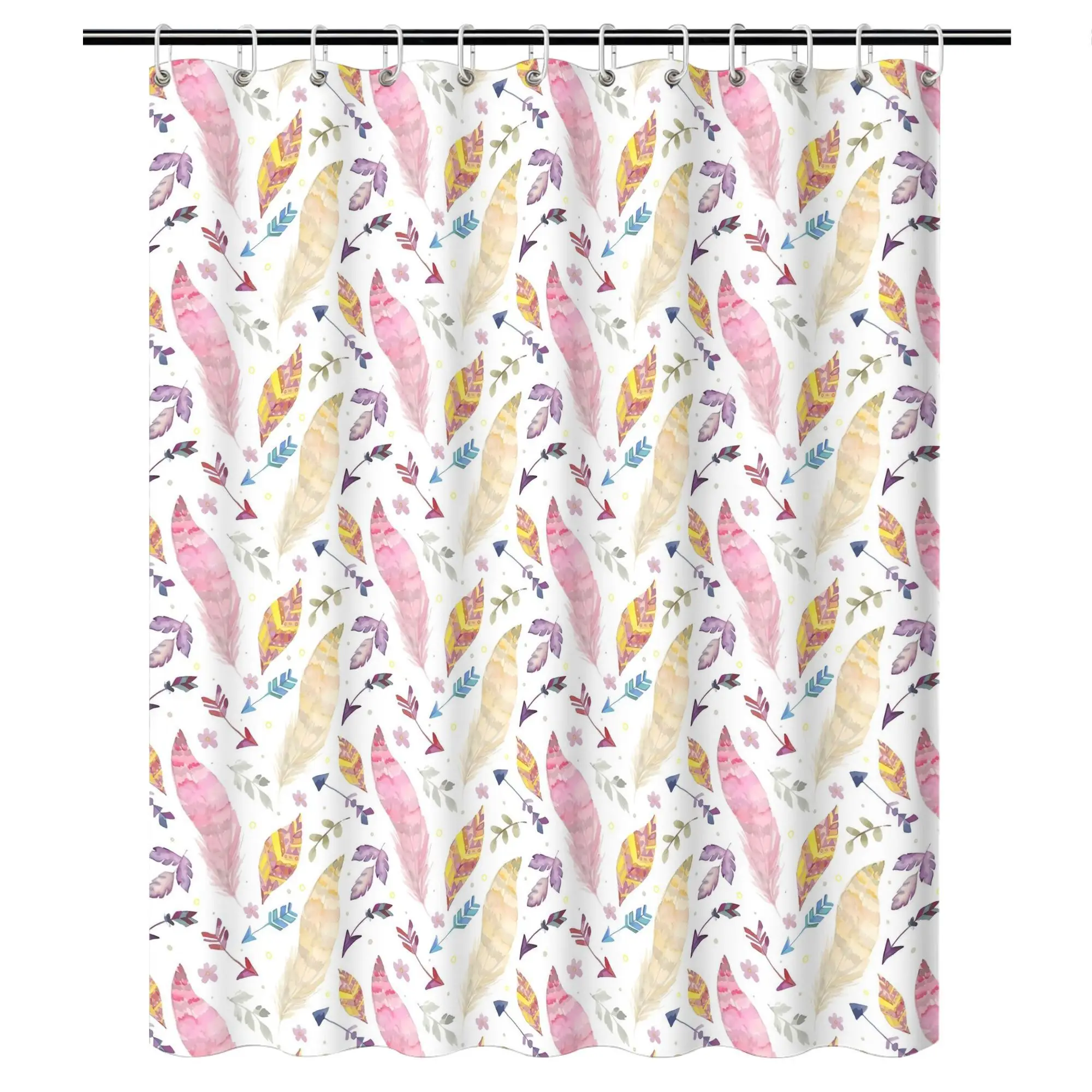 Waterproof Pastel Feather Print Shower Curtain for Bathroom Decor Bohemian Watercolor Style Polyester Fabric
Waterproof Pastel Feather Print Shower Curtain for Bathroom Decor Bohemian Watercolor Style Polyester Fabric