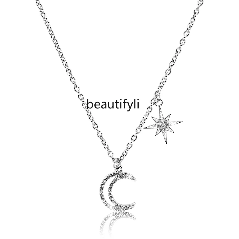 Moon Star Pendant Rhinestone Titanium Steel Necklace Versatile Sweater Chain Personalized Trendy Girl
Moon Star Pendant Rhinestone Titanium Steel Necklace Versatile Sweater Chain Personalized Trendy Girl