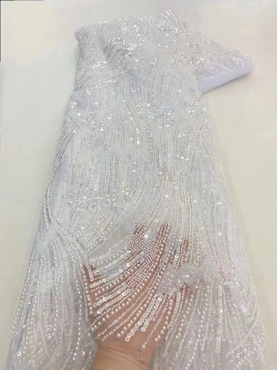 Nigerian African Lace Fabric 2024 High Quality Hamdmade Beads Bridal Lace Fabric Luxury Sequin Beaded Embroidery For Wedding
Nigerian African Lace Fabric 2024 High Quality Hamdmade Beads Bridal Lace Fabric Luxury Sequin Beaded Embroidery For Wedding