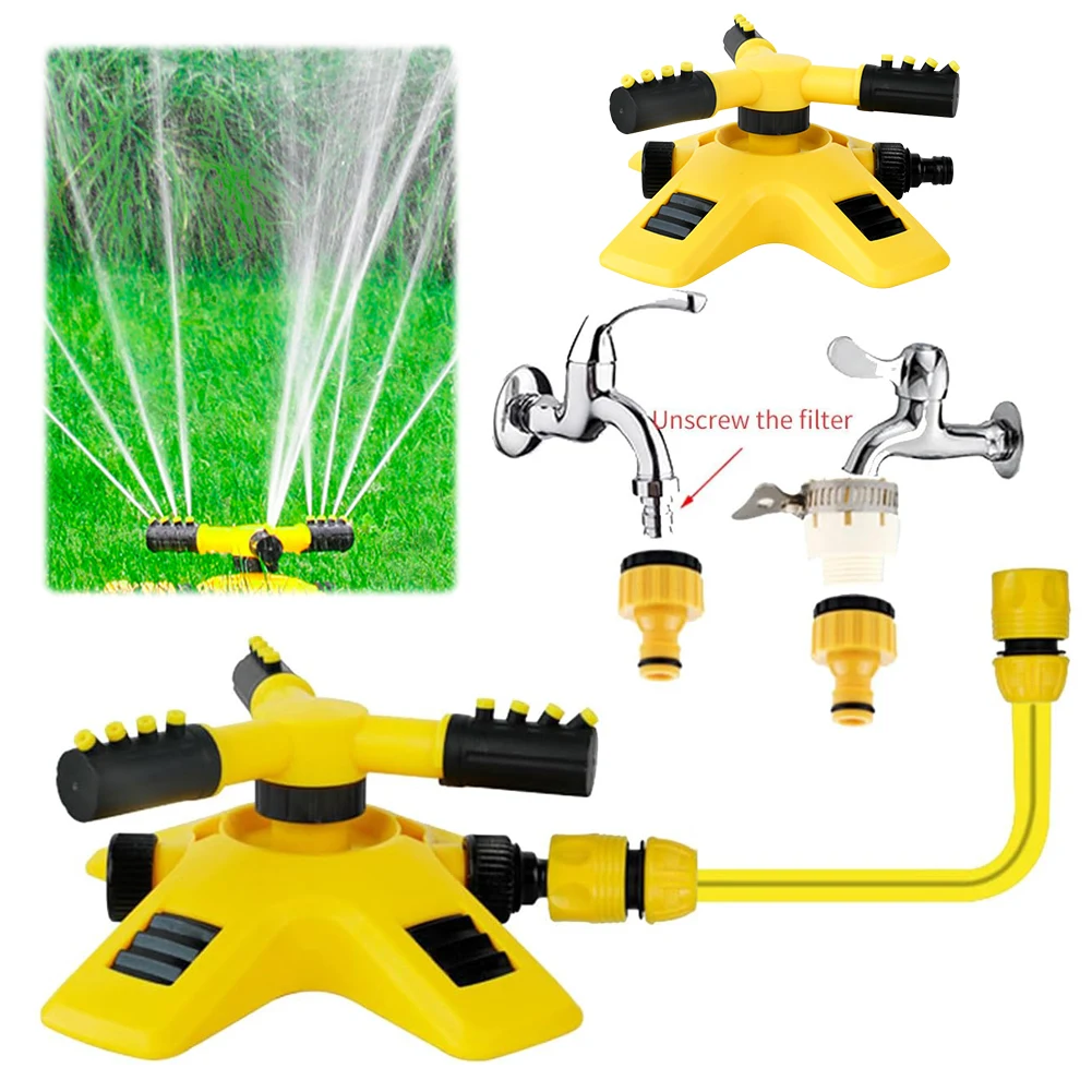360 Degree Automatic Rotating Sprinkler Head 3-Arm Water Sprinkler Garden Lawn Large Area Coverage Water Sprinkler Irrigation
360 Degree Automatic Rotating Sprinkler Head 3-Arm Water Sprinkler Garden Lawn Large Area Coverage Water Sprinkler Irrigation
