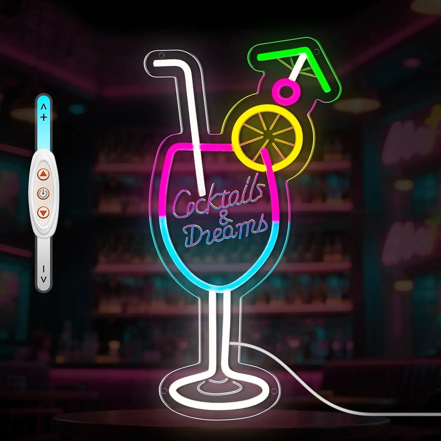 Cocktails and Dreams Neon Sign Custom USB Dimmable LED Neon Light for Party, Cocktail Bar, Pub, Night Club, Man Cave Decoration
Cocktails and Dreams Neon Sign Custom USB Dimmable LED Neon Light for Party, Cocktail Bar, Pub, Night Club, Man Cave Decoration