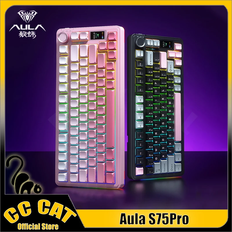 AULA S75Pro Механическая клавиатура, трехрежимная беспроводная клавиатура, прокладка экрана, RGB, 4000 мАч, игровая клавиатура, аксессуары для ПК, подарки для геймеров
AULA S75Pro Механическая клавиатура, трехрежимная беспроводная клавиатура, прокладка экрана, RGB, 4000 мАч, игровая клавиатура, аксессуары для ПК, подарки для геймеров
