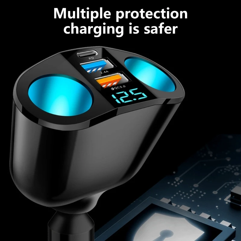 Intelligent Car Double USB Type C Multifunctional Car Charging Solution Car Fast Charging Adapter with LED Light
Intelligent Car Double USB Type C Multifunctional Car Charging Solution Car Fast Charging Adapter with LED Light