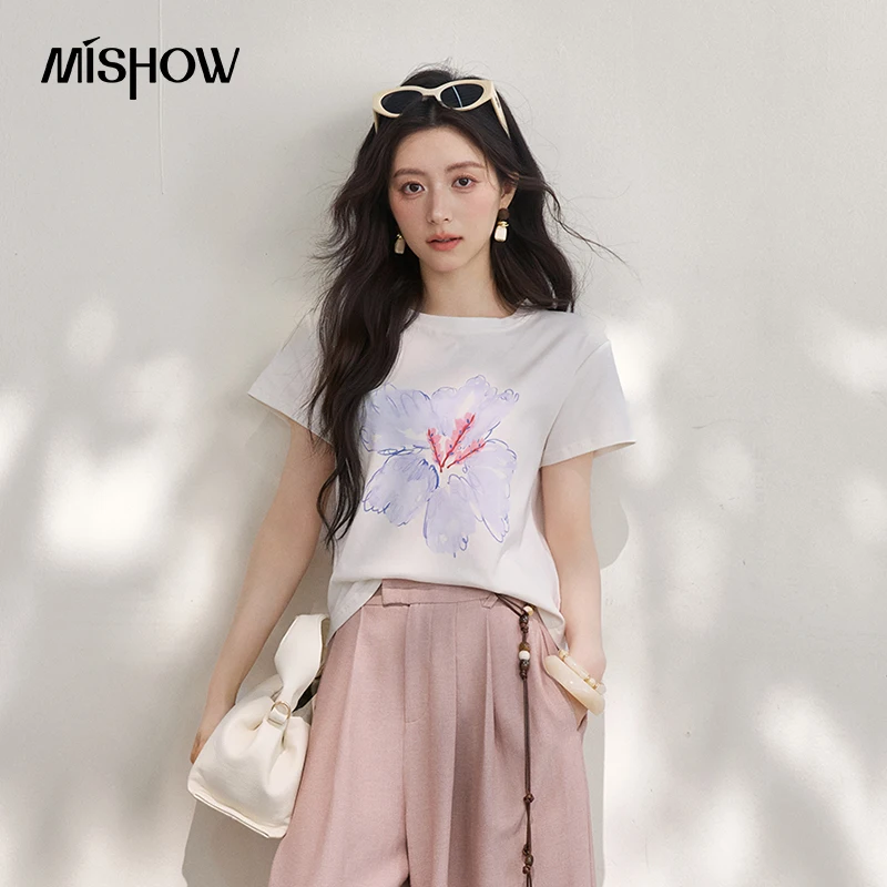 MISHOW Watercolor Floral Printed T-Shirt For Women 2026 Summer New Round Neck Slimming Gentle Minimalist Tee Top MXF27T1677
MISHOW Watercolor Floral Printed T-Shirt For Women 2026 Summer New Round Neck Slimming Gentle Minimalist Tee Top MXF27T1677