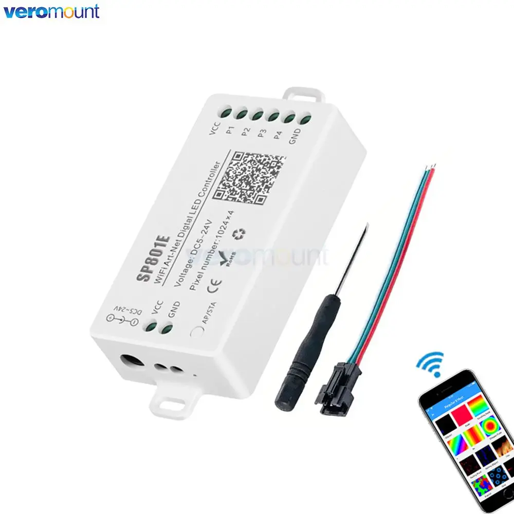 SP801E Wifi Art-Net Magic LED Controller LED Matrix Panel Module WS2812B WS2811 Light Strip Wireless Control iOS Android DC5-24V
SP801E Wifi Art-Net Magic LED Controller LED Matrix Panel Module WS2812B WS2811 Light Strip Wireless Control iOS Android DC5-24V