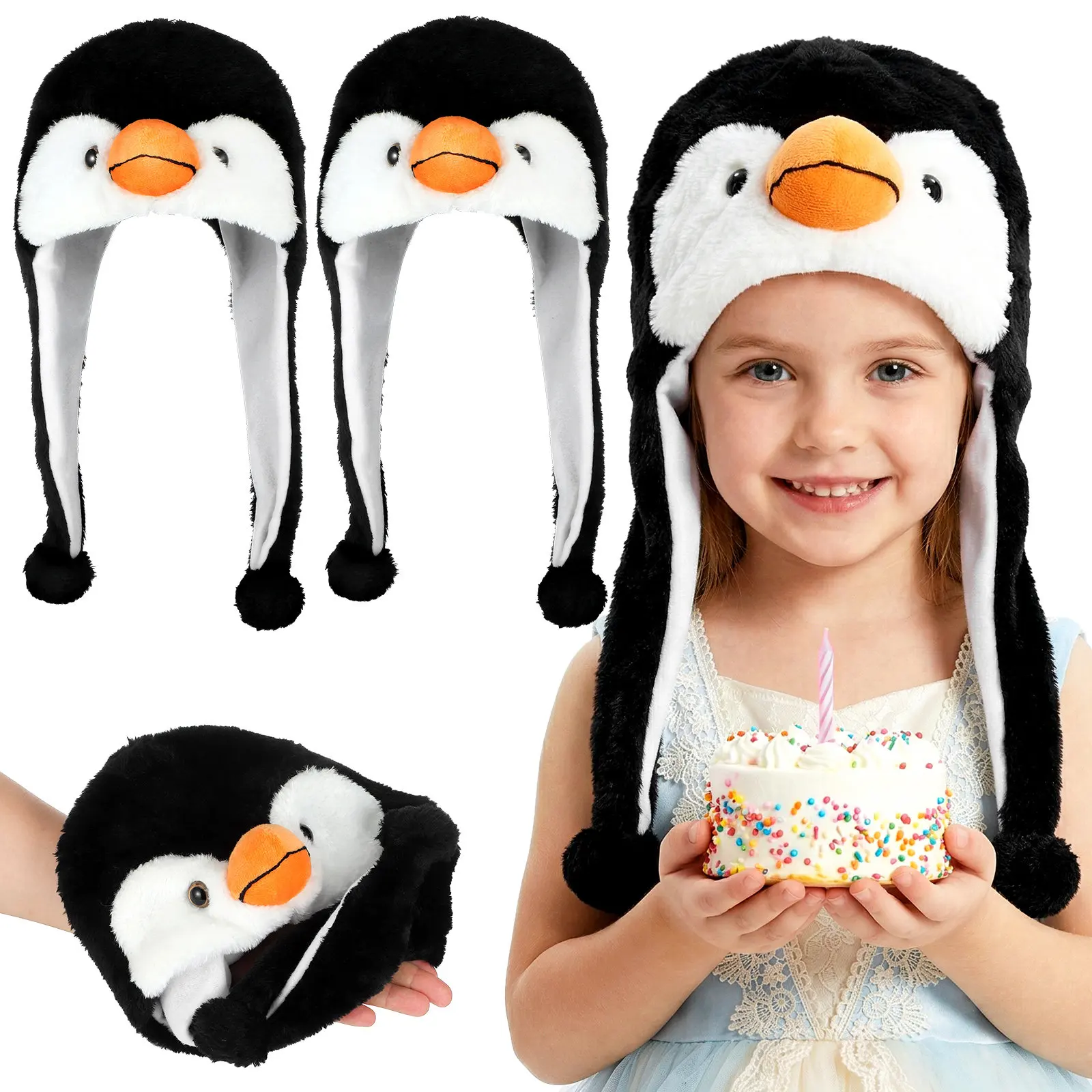 4Pcs Penguin Ear Flap Hat Cute Cartoon Animal Headwear Warm Winter Accessory Party Prop Cosplay Costume Festival Photo Prop
4Pcs Penguin Ear Flap Hat Cute Cartoon Animal Headwear Warm Winter Accessory Party Prop Cosplay Costume Festival Photo Prop