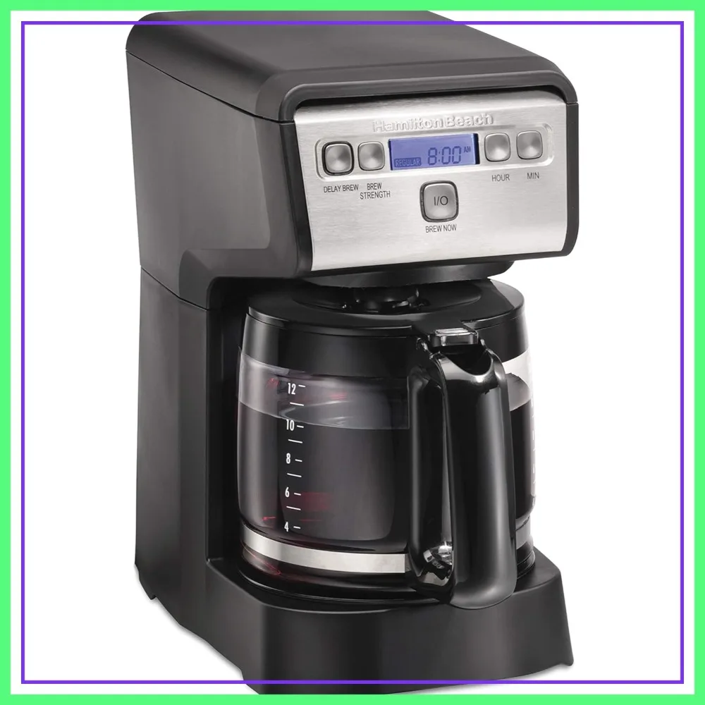 12 Cup Programmable Drip Coffee Maker with Glass Carafe, Auto Shutoff, Space-Saving Design, Black
12 Cup Programmable Drip Coffee Maker with Glass Carafe, Auto Shutoff, Space-Saving Design, Black