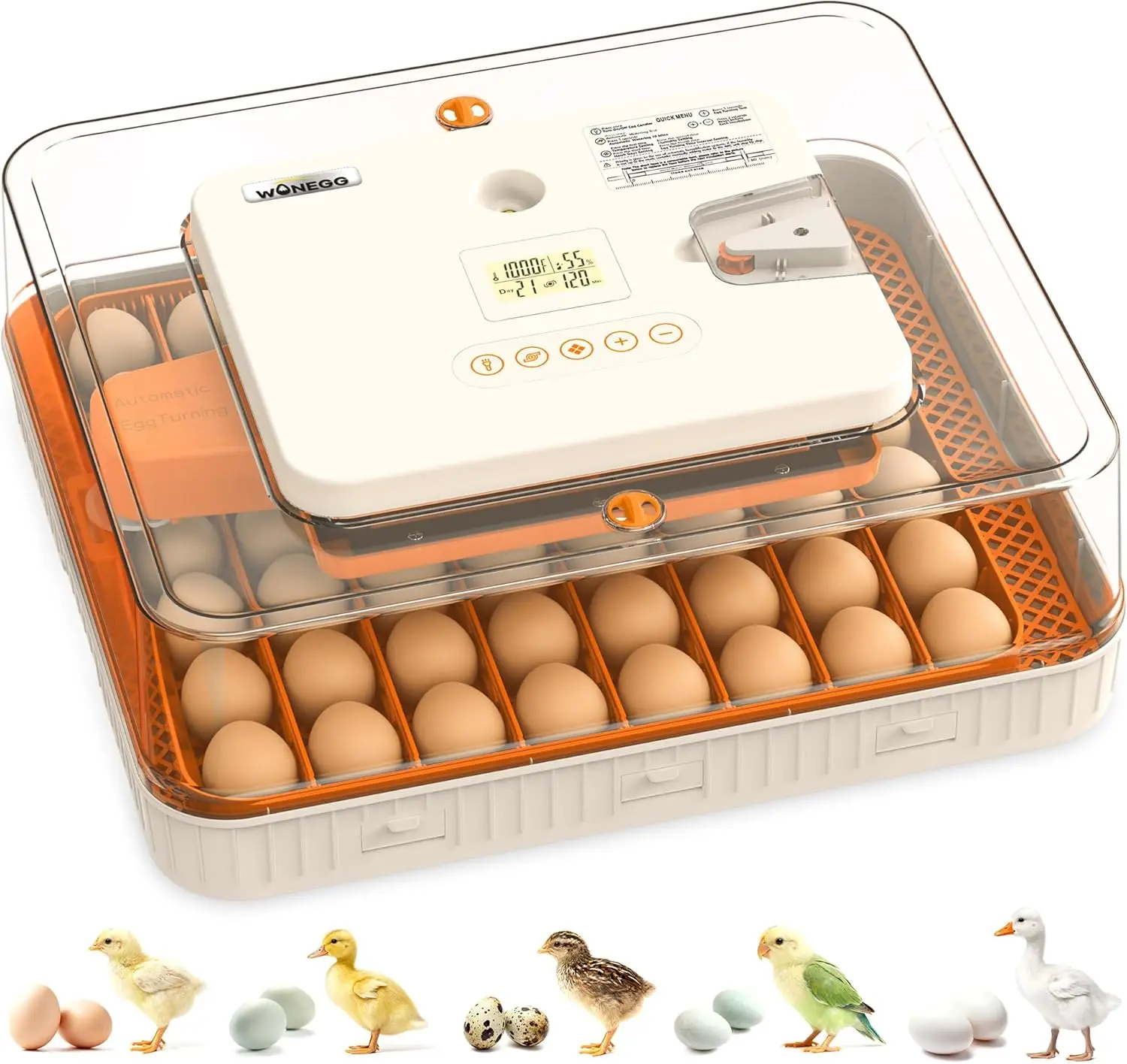 Incubator for Hatching Eggs, 56 Eggs Incubator with Automatic Egg Turning and Humidity Control, Auto Temperature Control, LED Eg
Incubator for Hatching Eggs, 56 Eggs Incubator with Automatic Egg Turning and Humidity Control, Auto Temperature Control, LED Eg