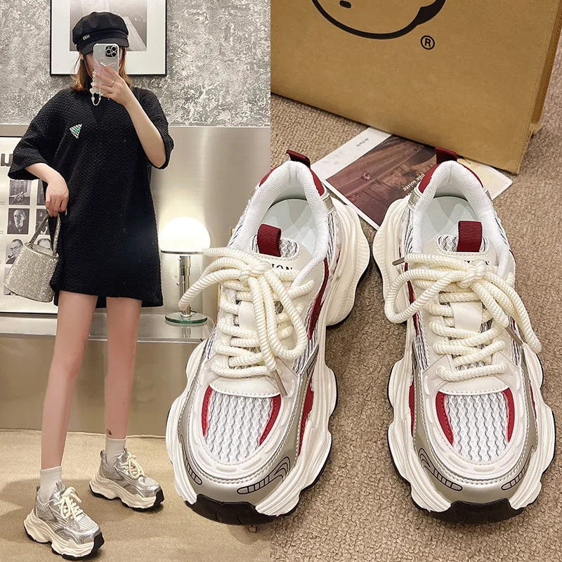 Chunky Sneakers Thick Sole Summer Sports Style Women Round Toe Lace-Up Korean Retro Versatile Breathable Mesh Casual
Chunky Sneakers Thick Sole Summer Sports Style Women Round Toe Lace-Up Korean Retro Versatile Breathable Mesh Casual