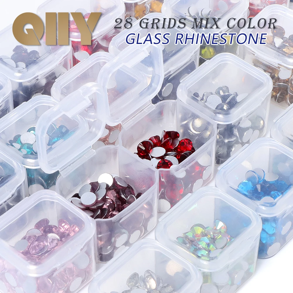 QIIY 28 Grids Boxed SS6-SS20 Mix Colors Silver Flatback Non Hotfix Crystal Glass Rhinestones For DIY Nail Art
QIIY 28 Grids Boxed SS6-SS20 Mix Colors Silver Flatback Non Hotfix Crystal Glass Rhinestones For DIY Nail Art