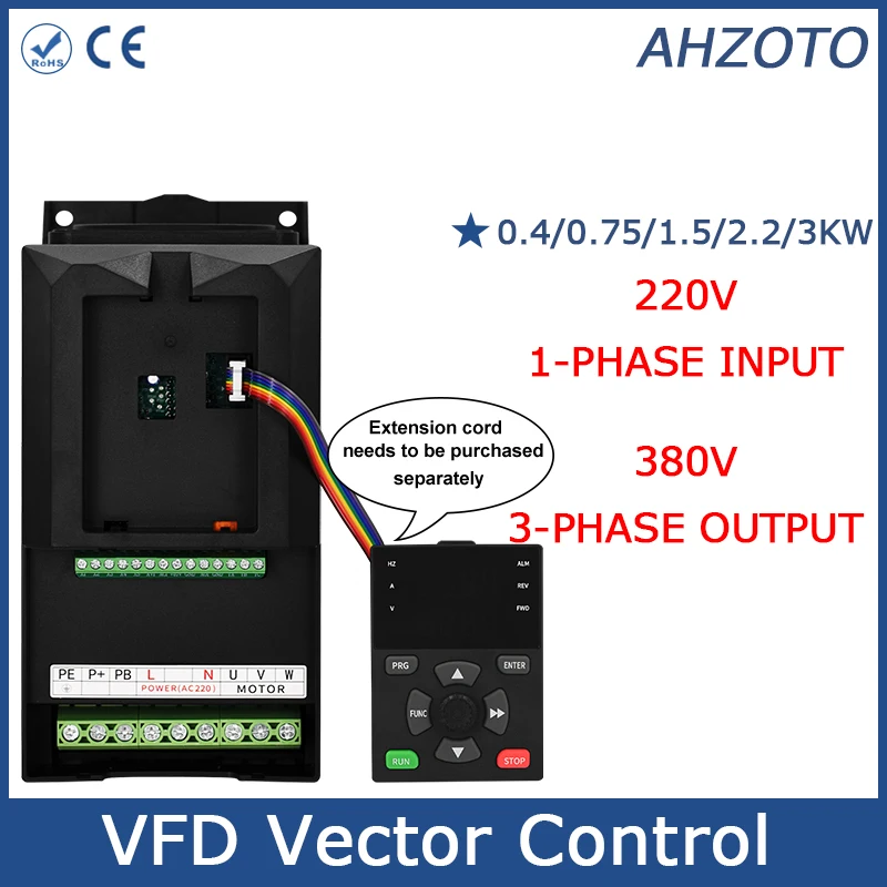 Variable Frequency Drive Motor Speed Control Inverter 220V to 380V VFD 0.4KW-3KW 1 Phase to 3 Phase Output for Industrial Use
Variable Frequency Drive Motor Speed Control Inverter 220V to 380V VFD 0.4KW-3KW 1 Phase to 3 Phase Output for Industrial Use