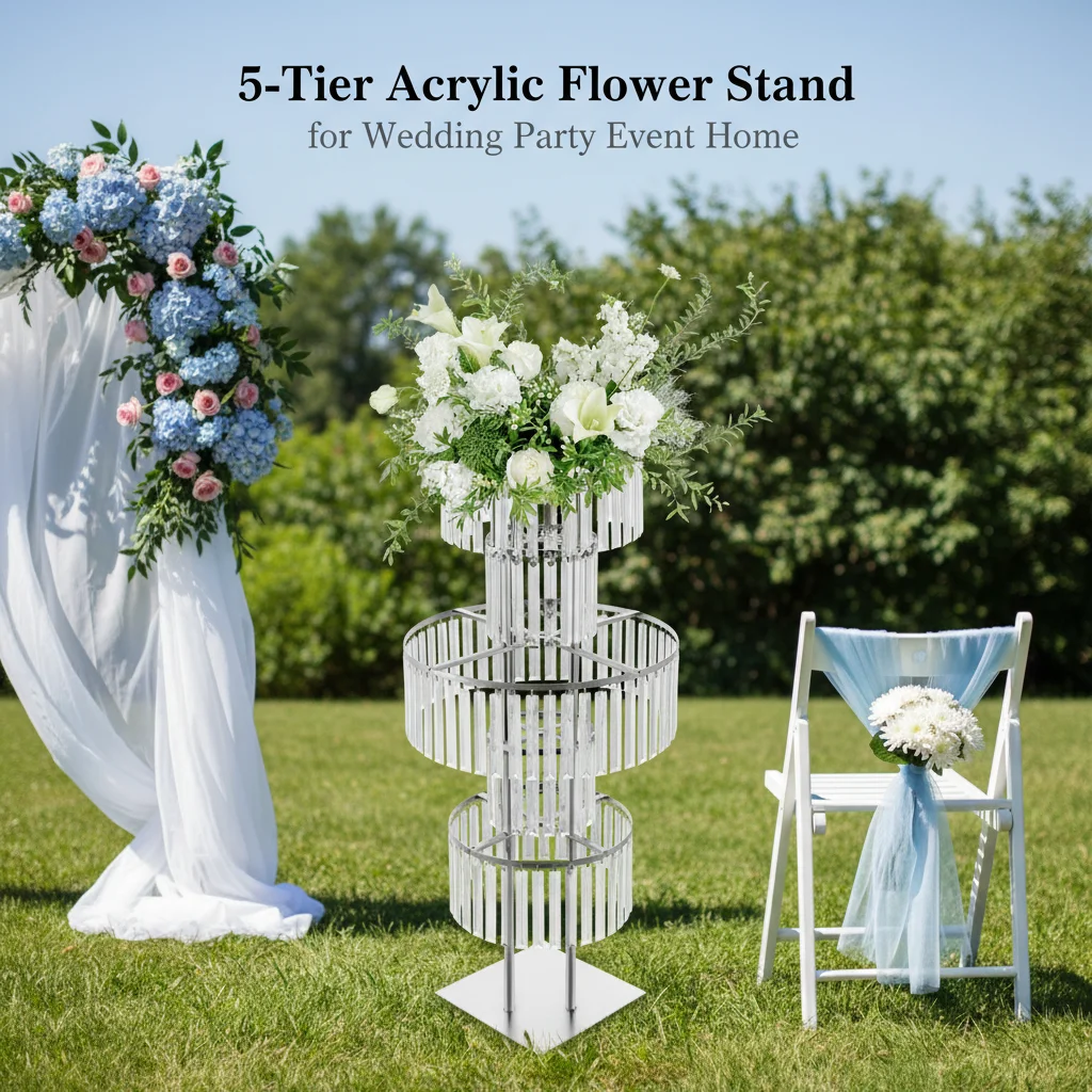 5-Tier Acrylic Flower Stand 43.3in Height Crystal Flower Display Rack DIY Decorative Flower Stand for Wedding Party Event Home
5-Tier Acrylic Flower Stand 43.3in Height Crystal Flower Display Rack DIY Decorative Flower Stand for Wedding Party Event Home