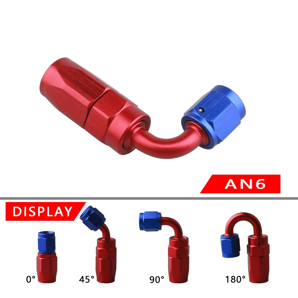 AN6 Straight 0°/45°/90°/120°/180° Degree PTFE Oil Fuel Swivel Hose End Fitting Oil Hose End Adaptor Kit Black
AN6 Straight 0°/45°/90°/120°/180° Degree PTFE Oil Fuel Swivel Hose End Fitting Oil Hose End Adaptor Kit Black