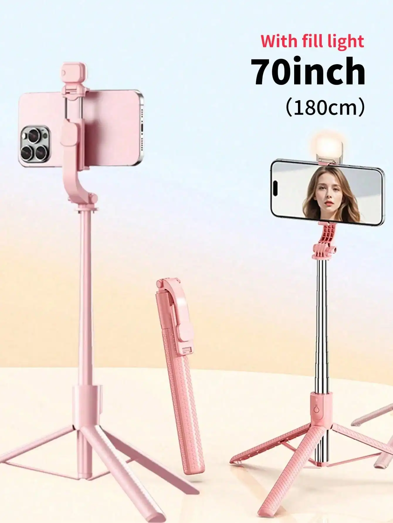 Pink Large Mobile Photography Accessory 70 Inch Extendable Selfie Stick Tripod With Wireless Remote & Light Porta67 Inch Selfie Stick With Reinforced Tripod 1 Fill Lights Multi Functional Extendable & Portable Phone Tripod With Remote With Light Compatibl
Pink Large Mobile Photography Accessory 70 Inch Extendable Selfie Stick Tripod With Wireless Remote & Light Porta67 Inch Selfie Stick With Reinforced Tripod 1 Fill Lights Multi Functional Extendable & Portable Phone Tripod With Remote With Light Compatibl
