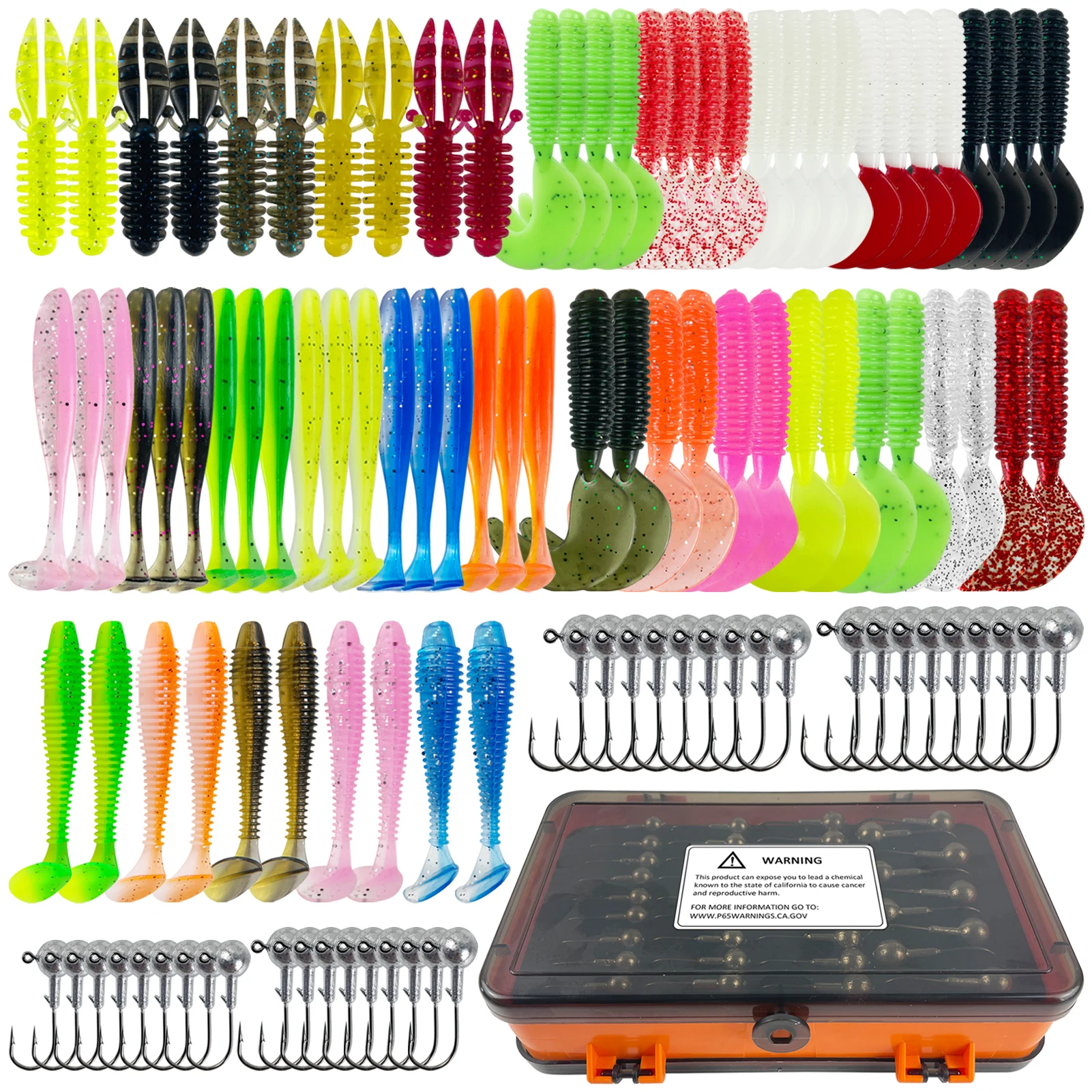 FREE FISHER 109pcs/Lot Fishing Soft Worm Kit,Jig Head Hooks,Fishing Tackle Box,Tail Grubs Swimbaits,Bass Fishing Baits Jig Hooks
FREE FISHER 109pcs/Lot Fishing Soft Worm Kit,Jig Head Hooks,Fishing Tackle Box,Tail Grubs Swimbaits,Bass Fishing Baits Jig Hooks