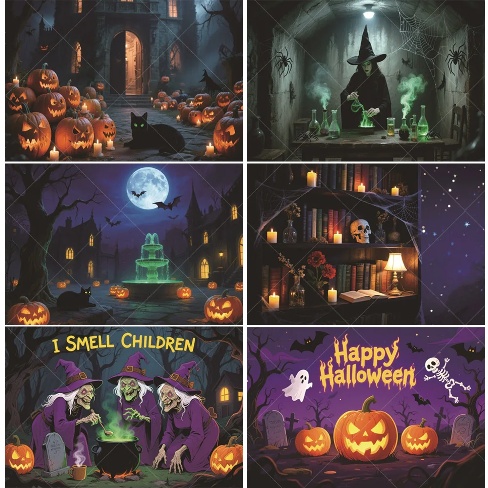 Halloween Party Background Cloth Horror Castle Moon Cemetery Skull Blood Palm Print Pumpkin Witch Wall Decoration backdrop Photo
Halloween Party Background Cloth Horror Castle Moon Cemetery Skull Blood Palm Print Pumpkin Witch Wall Decoration backdrop Photo
