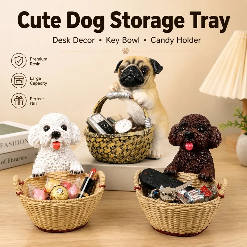 Resin Dog Statue Storage Tray Cute Key Bowl Candy Holder Desktop Organizer for Entryway Office Table Home Decor Gift
Resin Dog Statue Storage Tray Cute Key Bowl Candy Holder Desktop Organizer for Entryway Office Table Home Decor Gift