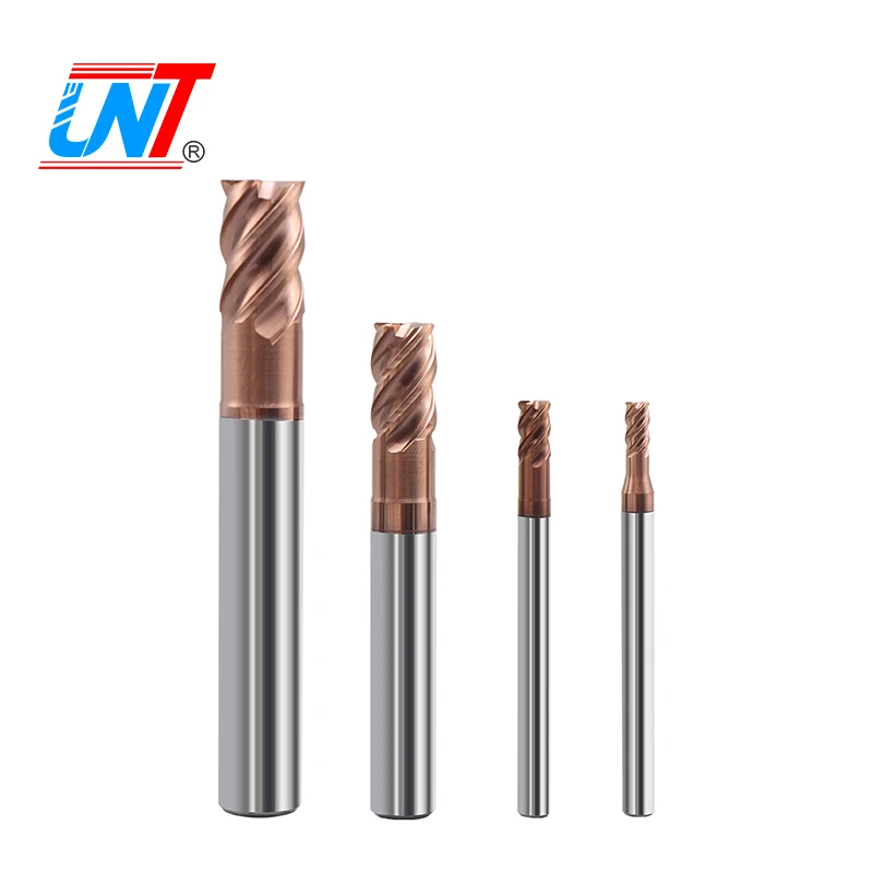 UNT Solid Carbide CNC Milling Cutter HRC70 4 Flutes Corner Radius End Mill For High Hardness Metal
UNT Solid Carbide CNC Milling Cutter HRC70 4 Flutes Corner Radius End Mill For High Hardness Metal