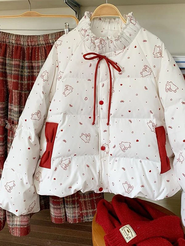 Cute Lazy Style Rabbit Print Cotton Jacket Women's Casual Loose Bread Clothes Warm School Girl New Arrival Sweet Style
Cute Lazy Style Rabbit Print Cotton Jacket Women's Casual Loose Bread Clothes Warm School Girl New Arrival Sweet Style