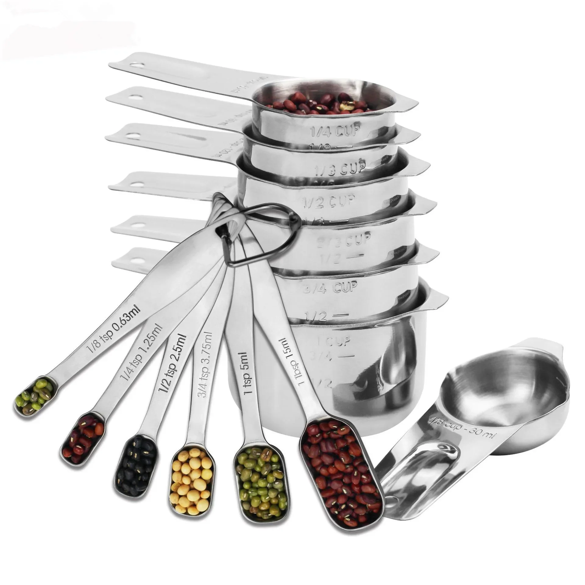18/8 Stainless Steel Measuring Cups and Spoons Set Of 12 Liquid Measuring Cup or Dry Measuring Nesting Cups
18/8 Stainless Steel Measuring Cups and Spoons Set Of 12 Liquid Measuring Cup or Dry Measuring Nesting Cups